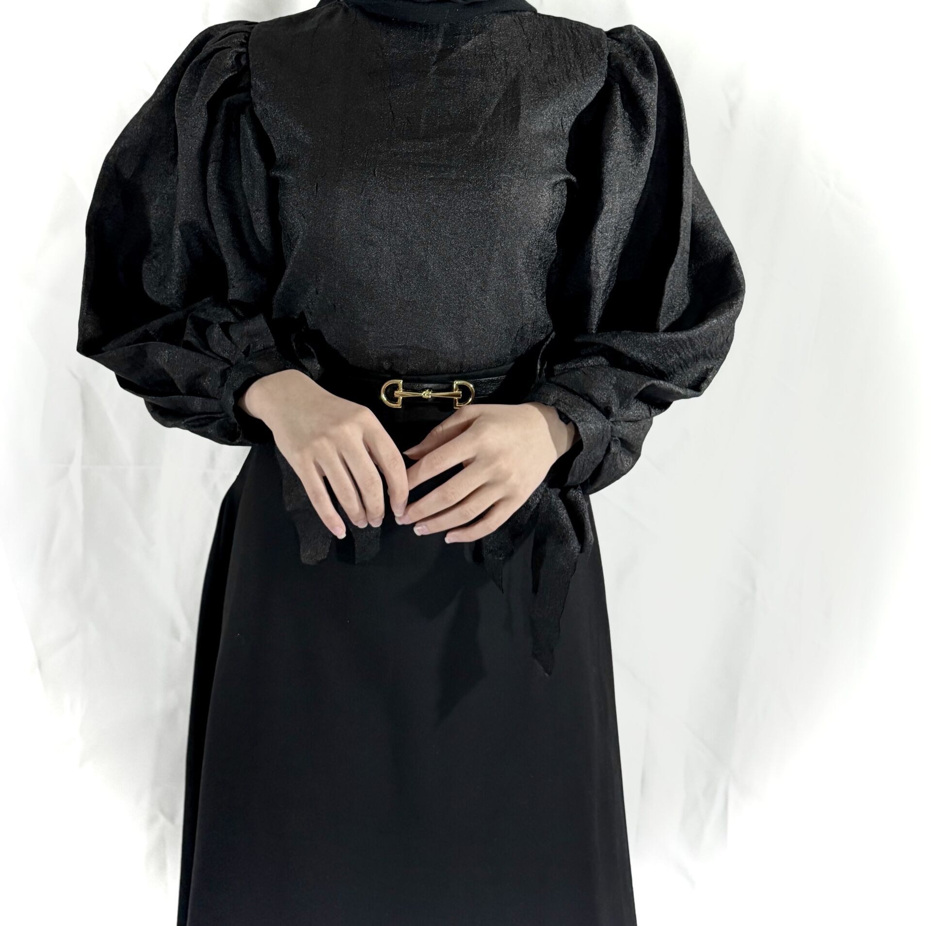 Siyah Balon Kol Gömlek