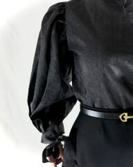 Siyah Balon Kol Gömlek