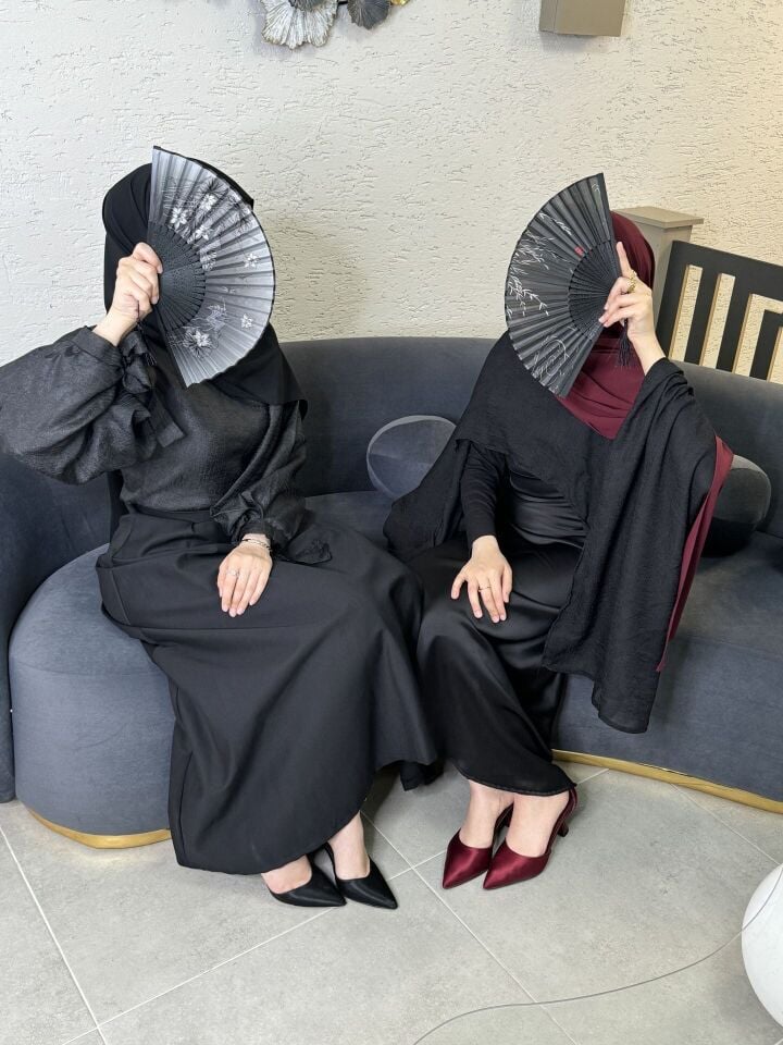 Siyah Balon Kol Gömlek