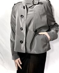 Kısa Gri Trençkot